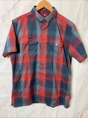 KÜHL Response Men's Red Blue Plaid Performance Shirt Medium